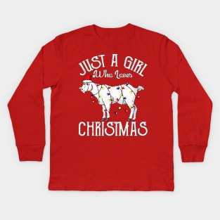 Just a Girl Who Loves Christmas Goat Kids Long Sleeve T-Shirt